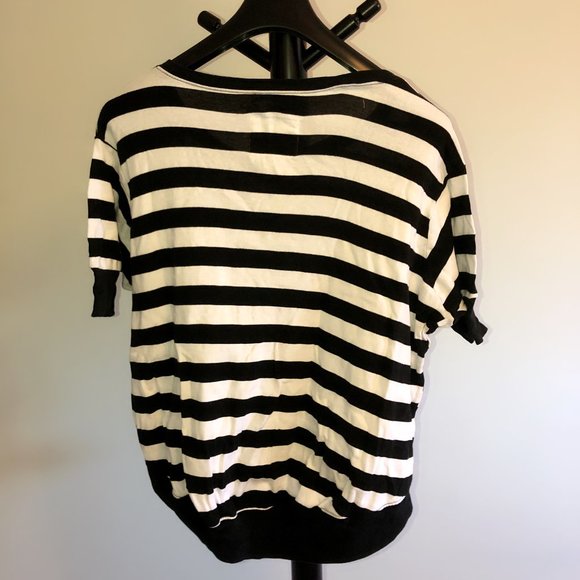 {3/$20} Black White Striped Crop Sweatshirt - Picture 4 of 4
